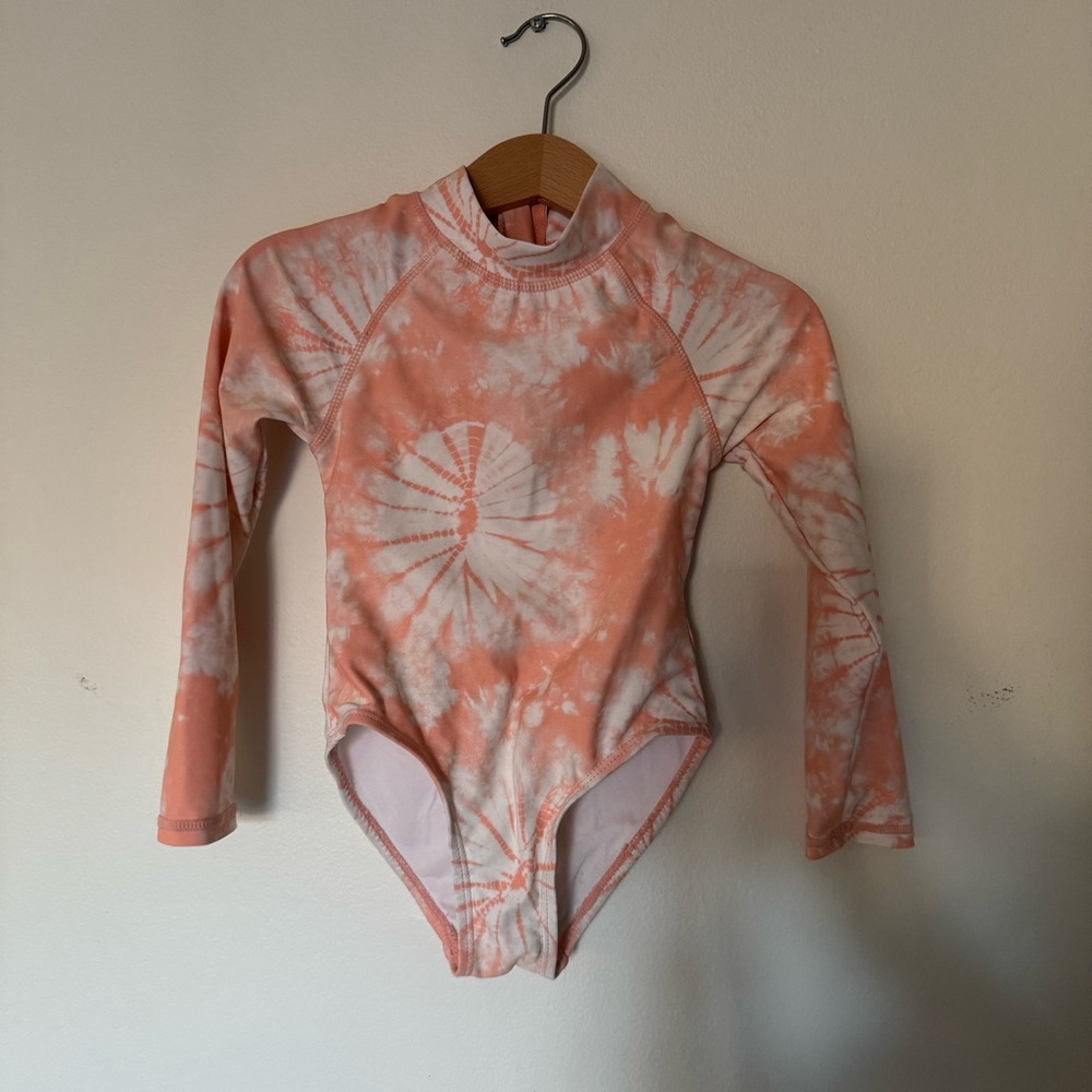 Cotton On Kids Swim One Piece - Tie-Dye Peach and White